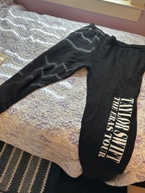Taylor Swift Black Joggers with White 'The Eras Tour' Side Print